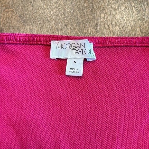 Morgan Taylor Long Sleeved Pink Faux Wrap Textured Pink Dress - Picture 8 of 13